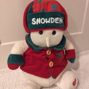 Plush Snowman Toy - Red and Green